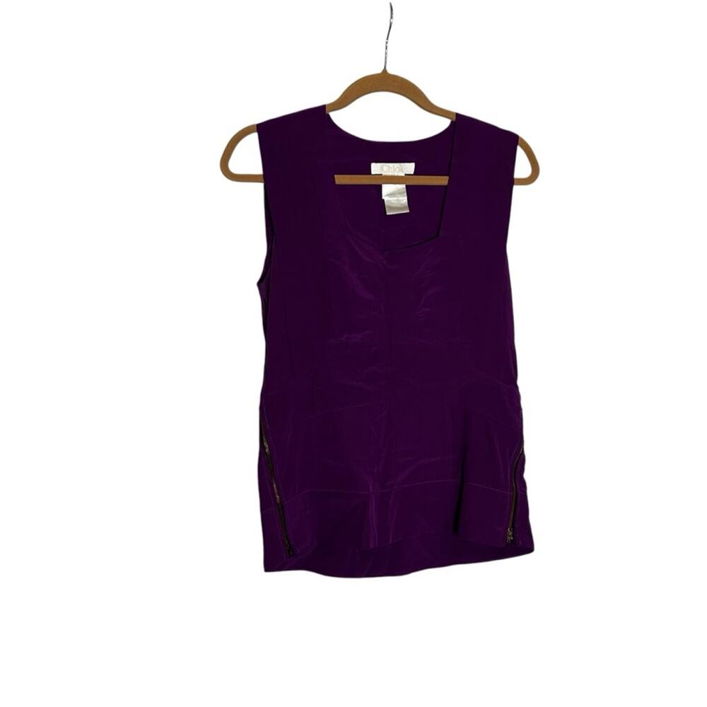 Chloe‎ Purple Zipper Side Sleeveless Blouse